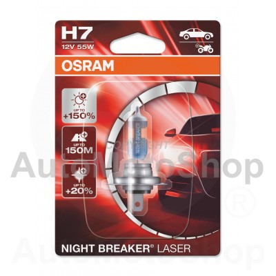  +150% NIGHT BREAKER LASER H7 55W 12V PX26d Osram O64210NL01B Auto Spuldze